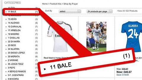Áo đấu in tên Bale xuất hiện trên trang chủ Real