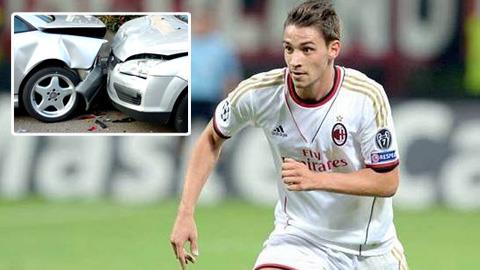 Hậu vệ Milan may mắn thoát chết trong tai nạn ô-tô