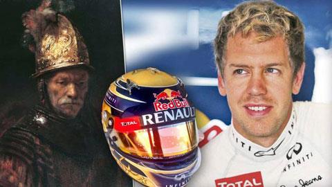 Vettel giát vàng… mũ bảo hiểm