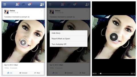 Facebook cập nhật tính năng tự động phát video