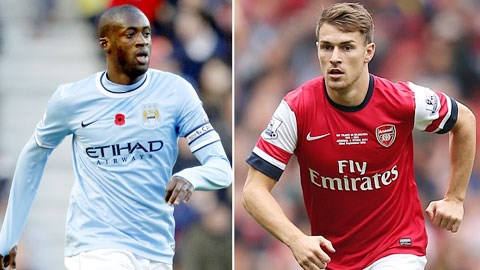 Trước trận Man City – Arsenal: Mấu chốt là ở Yaya Toure & Aaron Ramsey?