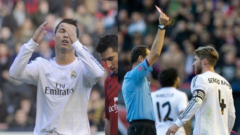 Osasuna 2-2 Real: Ramos dính thẻ đỏ, Ronaldo tịt ngòi