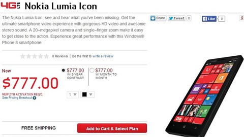 Nokia Lumia 929 bất ngờ lên trang bán hàng của Verizon