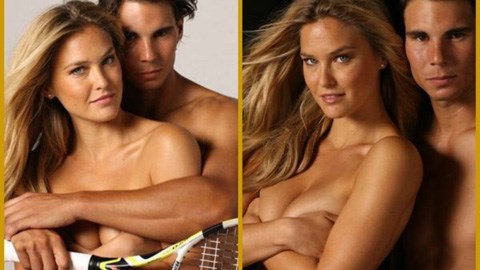 Siêu mẫu Bar Refaeli thẹn thùng che ngực bên Nadal