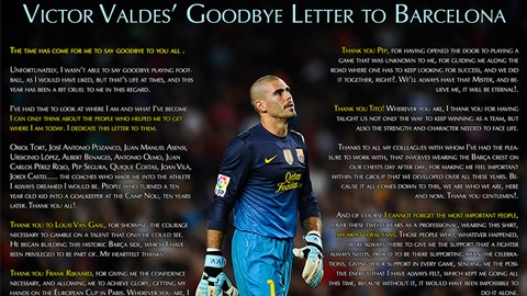 Valdes tạm biệt Barca bằng bức “tâm thư” xúc động