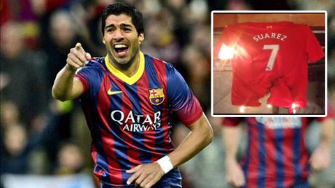 CĐV Liverpool nổi giận đốt áo Suarez