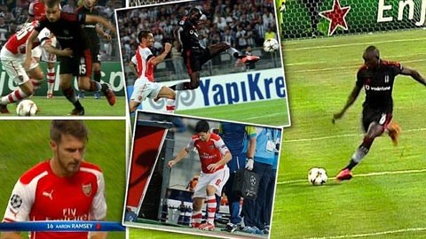 Ramsey bị đuổi, Arsenal thủ hòa Besiktas