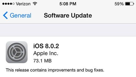 iOS 8.0.2: bản cập nhật vá lỗi riêng cho iPhone 6 và 6 Plus