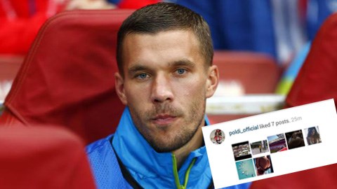 Chuyện bên lề (29/9): Podolski bị phát hiện thích xem ảnh "nóng"