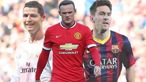 Rooney không thể ngồi "chung mâm" với Ronaldo và Messi
