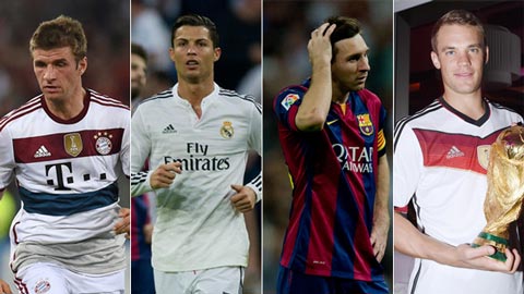 Thử xếp hạng 23 ƯCV Quả bóng vàng 2014: Messi ngoài tốp 3