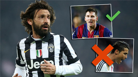 Pirlo chọn Messi, loại Ronaldo khỏi đội hình tiêu biểu
