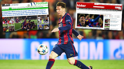 Messi chiếm trọn trang nhất các báo Tây sau cú đúp vào lưới Bayern