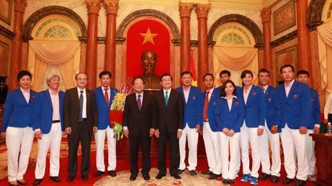 Chủ tịch nước Trương Tấn Sang gặp mặt Đoàn Thể thao Việt Nam tham dự SEA Games 28