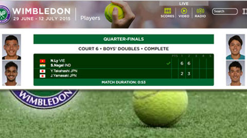 Lý Hoàng Nam lọt vào bán kết đôi nam giải trẻ Wimbledon