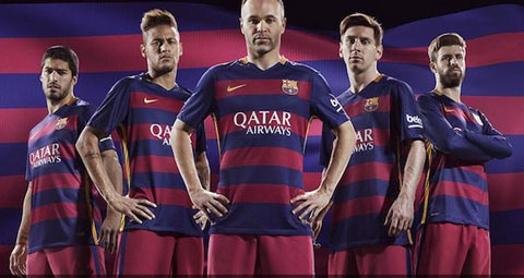 Lần đầu tiên trong lịch sử Barca sử dụng áo đấu có sọc ngang