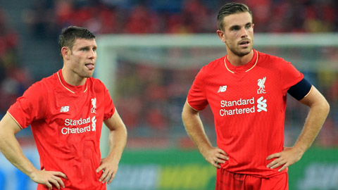 Liverpool gặp vấn đề với cặp tiền vệ trung tâm Henderson - Milner