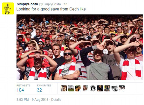 @SimplyCosta: CĐV Arsenal mỏi mắt trông chờ 1 pha cứu thua xuất thần của Cech mà không được toại nguyện