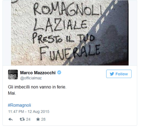 Tính mạng của Romagnoli đang bị đe dọa