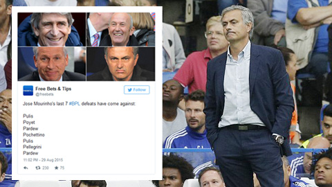 Thày trò Mourinho bị châm biếm trên mạng xã hội