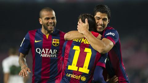 Suarez & Neymar thống lĩnh hàng công Barca