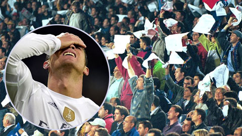 CĐV Real la ó Ronaldo, vẫy khăn trắng đòi chủ tịch Perez từ chức