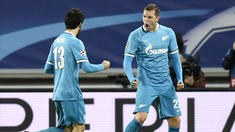 Zenit là đội duy nhất toàn thắng sau 5 lượt trận tại vòng bảng Chapions League năm nay