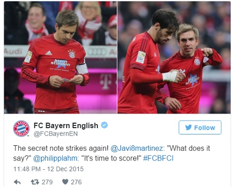 Tài khoản Twitter của Bayern cũng tham gia suy đoán
