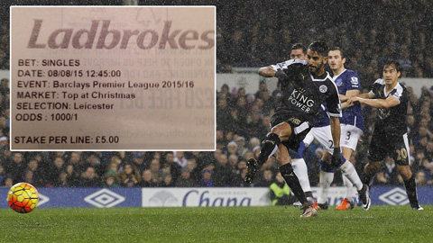 Thắng lớn nhờ đặt cược Leicester đầu bảng vào Giáng sinh 2015