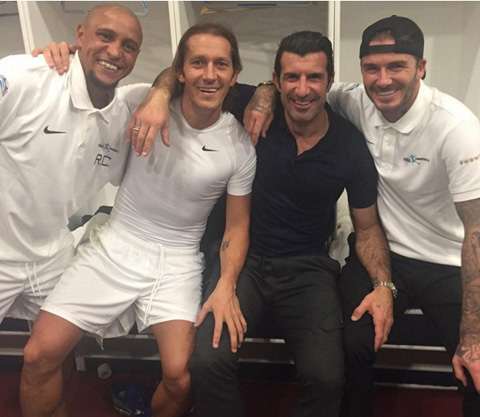 Những Galacticos đầu tiên của Real tái ngộ nhau: Carlos - Salgado - Figo - Beckham