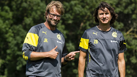 Đôi bạn Klopp và Buvac khi còn ở Dortmund