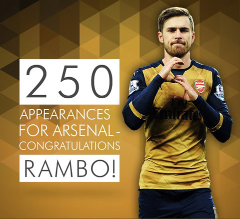 Ramsey đã có 250 trận cho Arsenal