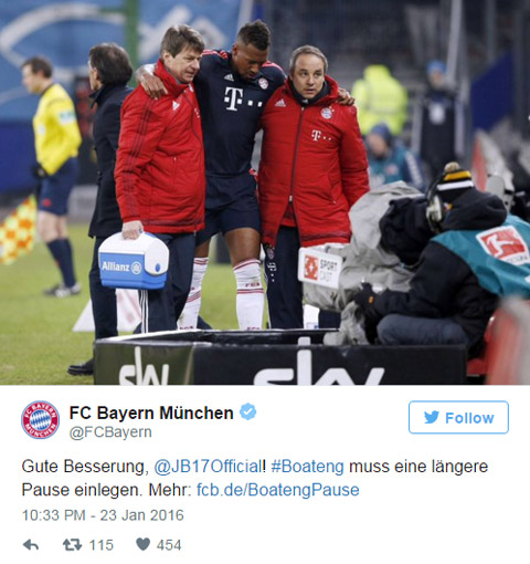 Bayern xác nhận chấn thương của Boateng