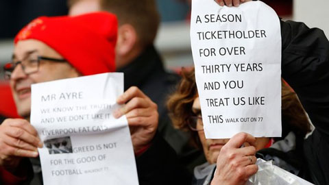 Người hâm mộ quay lưng vì Liverpool tăng giá vé