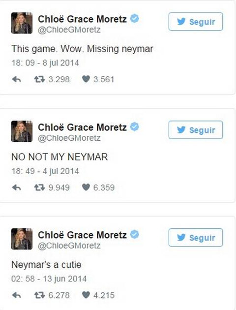 Moretz công khai bày tỏ tình yêu với Neymar trên mạng xã hội