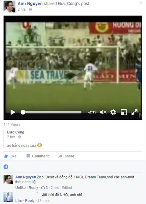 Ông Nguyễn Tấn Anh bồi hồi khi chia sẻ video clip về Dream Team một thời - Ảnh chụp màn hình