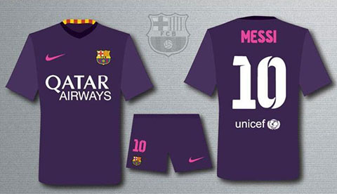 Mẫu áo được cho là sử dụng trên sân khách mùa tới của Barca