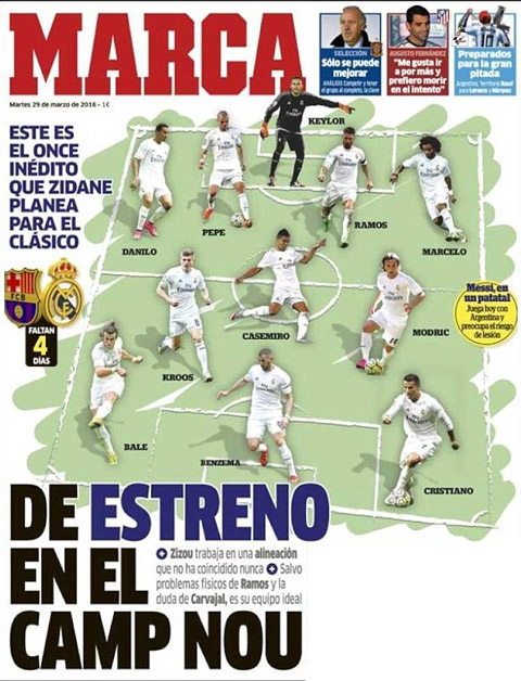 Đội hình HLV Zidane có thể áp dụng ở cuộc đối đầu với Barca