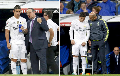 Zidane không hề dễ tính hơn Benitez khi đối xử với James