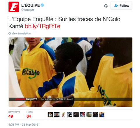 Kante nổi như cồn trên các phương tiện truyền thông Pháp
