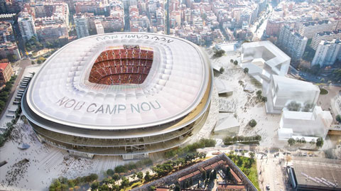 Sân Nou Camp sẽ được lợp mái che bằng kim loại, với tổng diện tích 47.000m2
