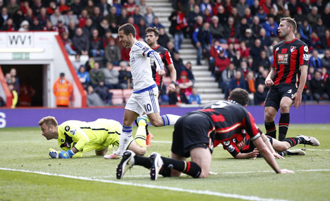 Hazard đã lập cú đúp vào lưới Bournemouth
