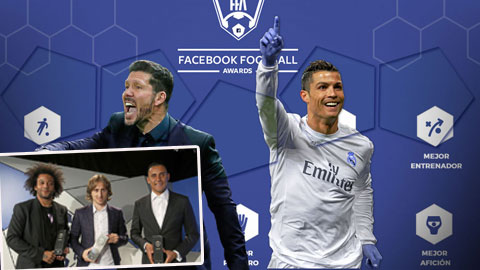 Ronaldo, Modric và HLV Simeone được vinh danh trên facebook