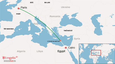 Sơ đồ vị trí máy bay Pháp bị mất tích