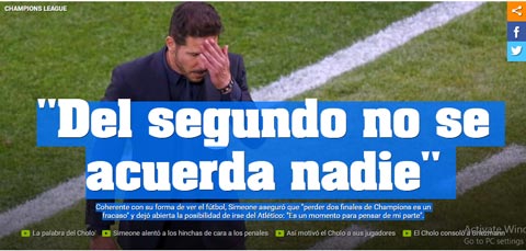 Tờ Ole Argentina cảm thán cho HLV Diego Simeone: 