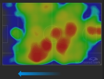 Bản đồ nhiệt thể hiện Atletico tấn công chính bên cánh trái