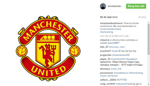 Thông báo được đăng tải trên trang instagram của Ibrahimovic - Ảnh chụp màn hình