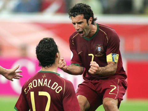 Figo từng hỗ trợ cho Ronaldo tỏa sáng tại EURO 2004