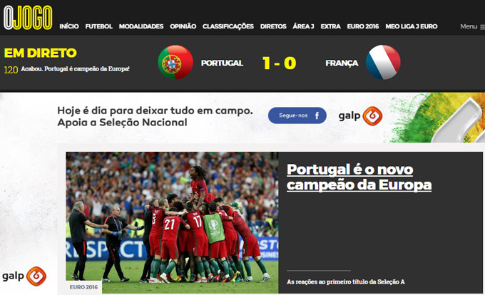 O Jogo (Bồ Đào Nha): Bồ Đào Nha, tân vô địch châu Âu