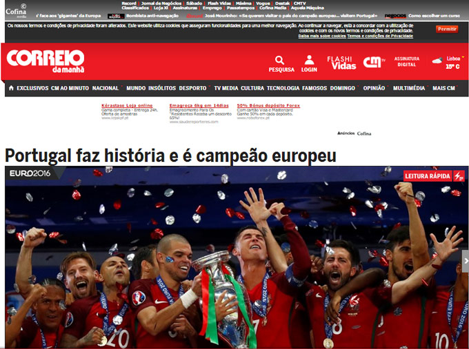 Correio da Manha (Bồ Đào Nha): Bồ Đào Nha làm nên lịch sử với chức vô địch châu Âu